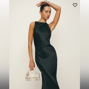 Reformation Casette dress silk dress in black